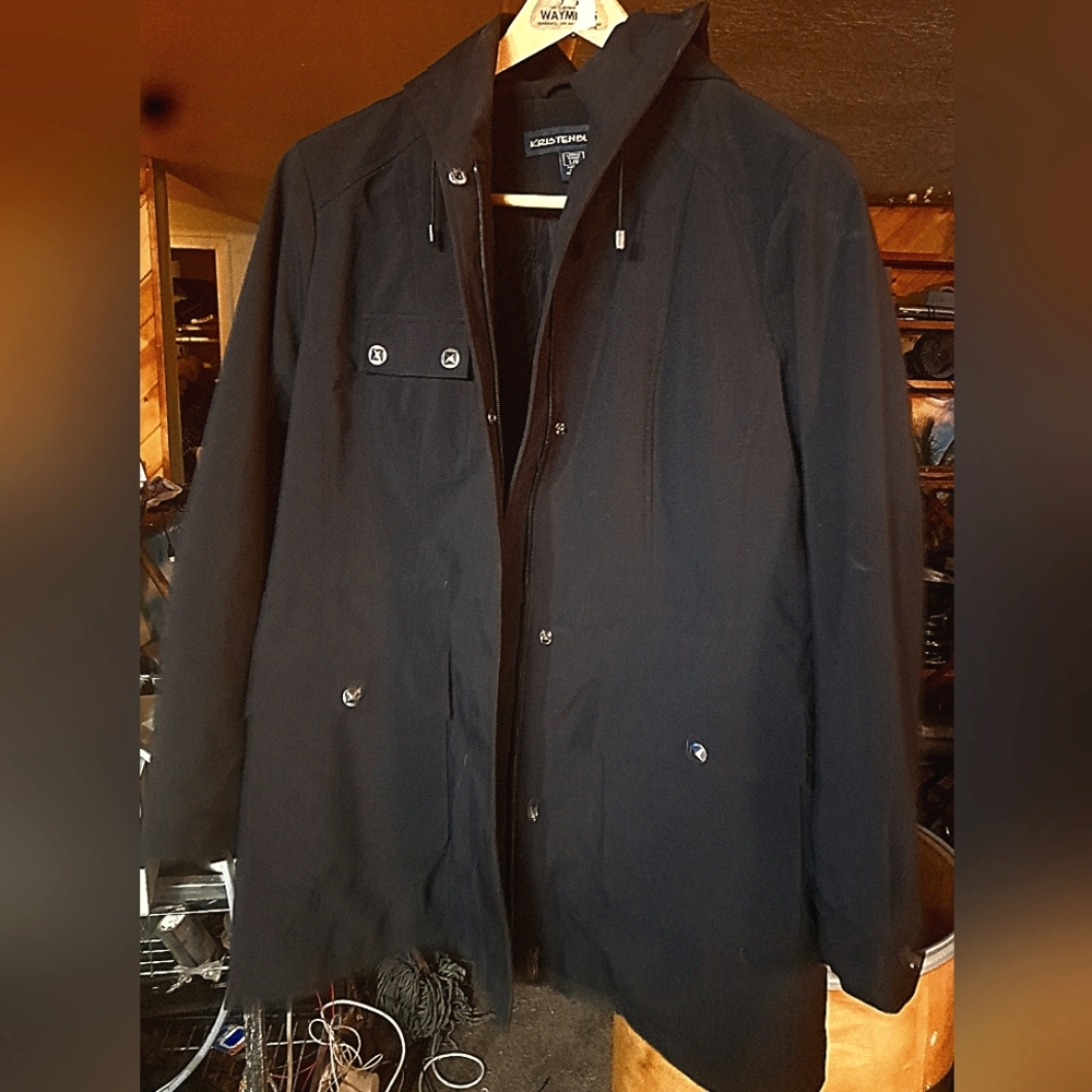 Black Kristen Blake medium duty semi formal  jacket with smooth decorative inlay